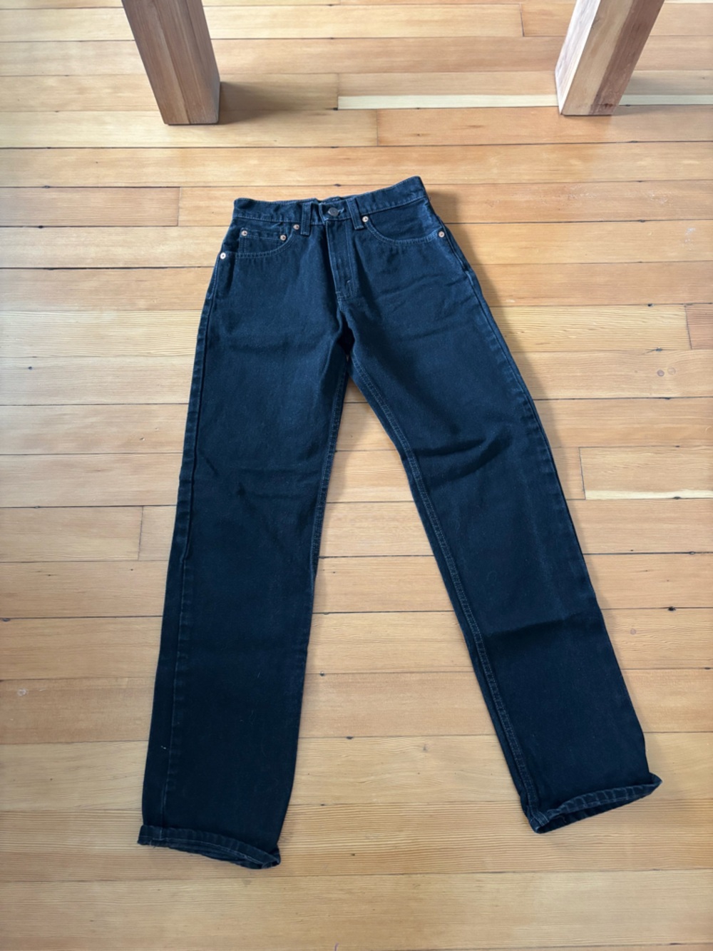 Vintage Levi’s 555 relaxed fit straight leg pristine dark black made in USA 90s